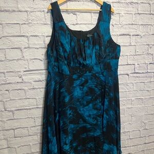 Connected Apparel 24w Blue and Black Midi Dress